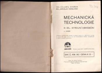 Jaroslav Hanzlíček: Mechanická technologie