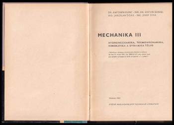 Antonín Kunc: Mechanika III