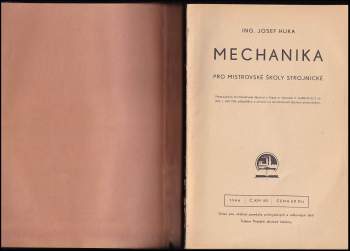 Jozef Huka: Mechanika pro mistrovské školy strojnické