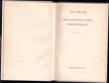 Ivan Blatný: Melancholické procházky