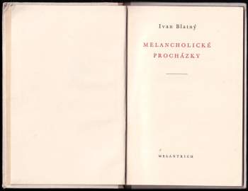 Ivan Blatný: Melancholické procházky