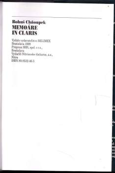 Bohuslav Chňoupek: Memoáre in claris