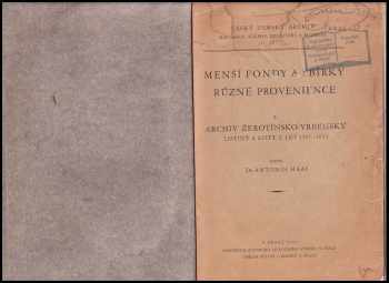 Menší fondy a sbírky různé provenience