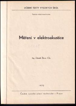 Zdeněk Škvor: Měření v elektroakustice