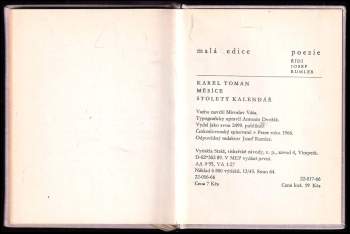 Karel Toman: Měsíce ; Stoletý kalendář