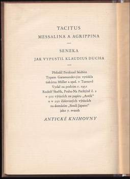 Publius Cornelius Tacitus: Messalina a Agrippina