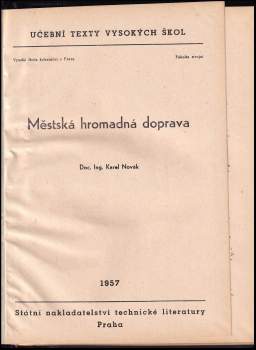 Karel Novák: Městská hromadná doprava