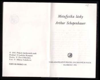 Arthur Schopenhauer: Metafyzika lásky