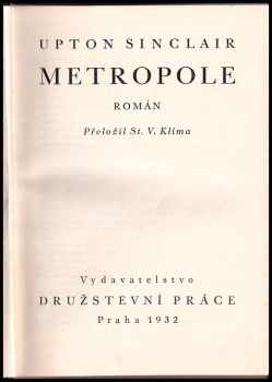 Upton Sinclair: Metropole