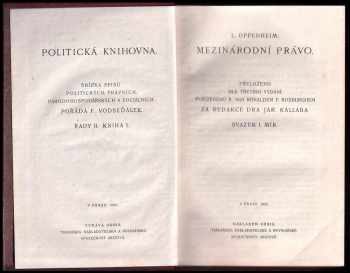 L Oppenheim: Mezinárodní právo