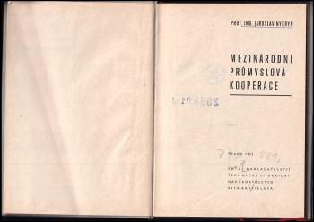 Jaroslav Nykryn: Mezinárodní průmyslová kooperace