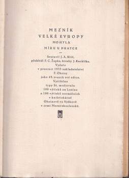 Josef A Klíč: Mezník Velké Evropy