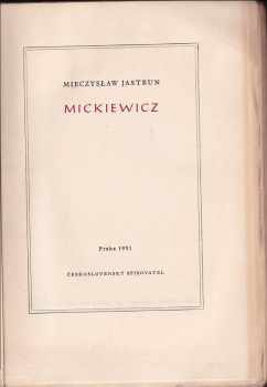 Mieczysław Jastrun: Mickiewicz