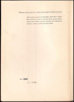 Hana Volavková: Mikoláš Aleš a česká kniha