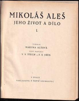 V. V Štech: Mikoláš Aleš