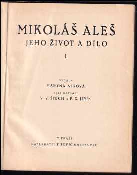 V. V Štech: Mikoláš Aleš