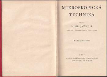 Jan Wolf: Mikroskopická technika