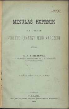 František Josef Studnička: Mikuláš Koprník