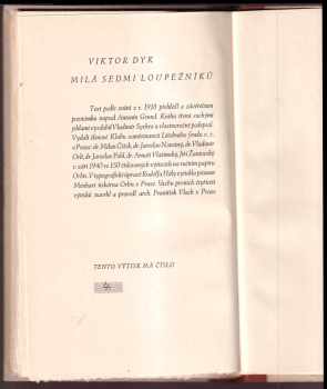 Viktor Dyk: Milá sedmi loupežníků