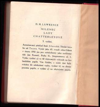 D. H Lawrence: Milenec lady Chatterleyové