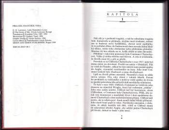 D. H Lawrence: Milenec lady Chatterleyové