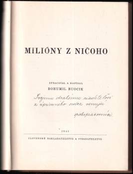 Bohumil Buocik: Milióny z ničoho