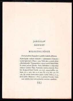 Jaroslav Seifert: Milostná píseň