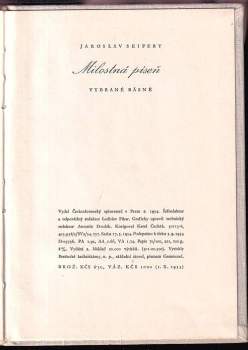 Jaroslav Seifert: Milostná píseň