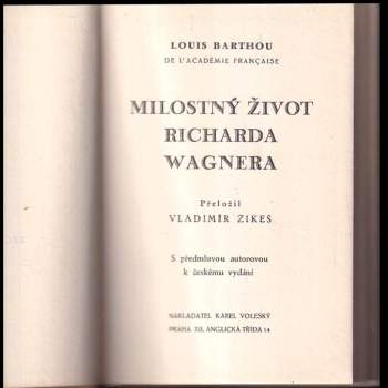 Louis Barthou: Milostný život Richarda Wagnera