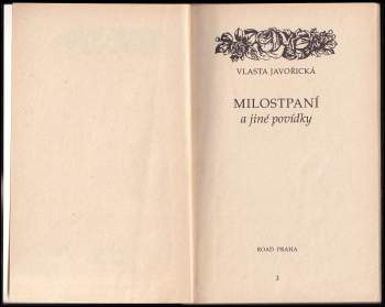 Vlasta Javořická: Milostpaní a jiné povídky