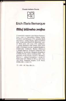 Erich Maria Remarque: Miluj blížneho svojho