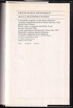 Erich Maria Remarque: Miluj bližního svého