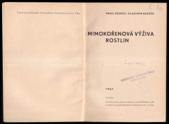 Pavel Škopík: Mimokořenová výživa rostlin