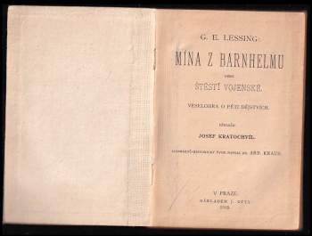 Gotthold Ephraim Lessing: Mína z Barnhelmu, nebo, Štěstí vojenské