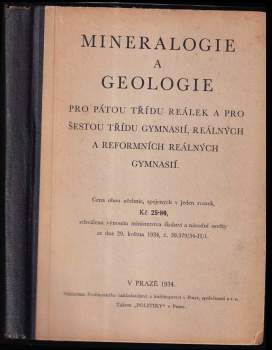 Mineralogie pro pátou třídu reálek a pro šestou třídu gymnasií, reálných a reformních reálných gymnasií