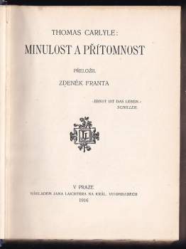 Thomas Carlyle: Minulost a přítomnost