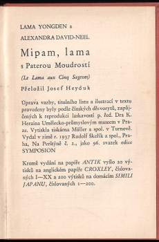 Mipam, lama s Paterou Moudrostí : tibetský román