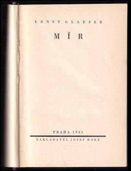 Ernst Glaeser: Mír