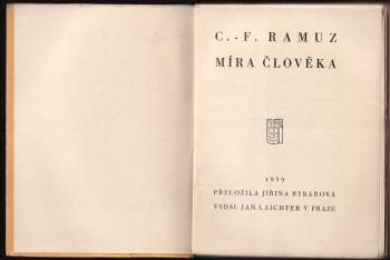 Charles-Ferdinand Ramuz: Míra člověka