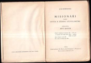 Johann Baptist Krebs: Misionáři nebo cesta k úřadu učitelskému