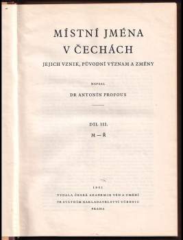 Antonín Profous: Místní jména v Čechách