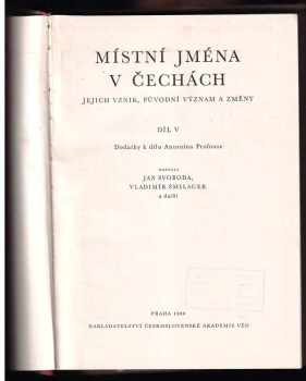 Vladimír Šmilauer: Místní jména v Čechách