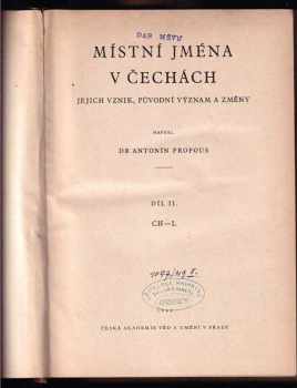 Antonín Profous: Místní jména v Čechách