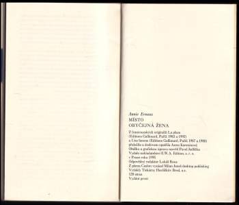 Annie Ernaux: Místo ; Obyčejná žena