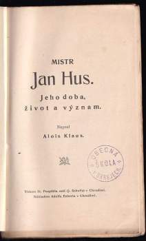 Alois Klaus: Mistr Jan Hus