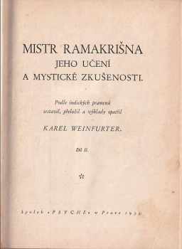 Mistr Ramakrišna, jeho učení a mystické zkušenosti
