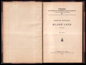Martin Kukučín: Mladé letá