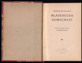 Honoré de Balzac: Mládenecká domácnost