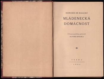 Honoré de Balzac: Mládenecká domácnost