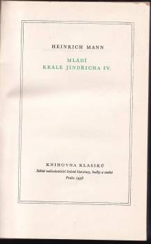 Heinrich Mann: Mládí krále Jindřicha IV